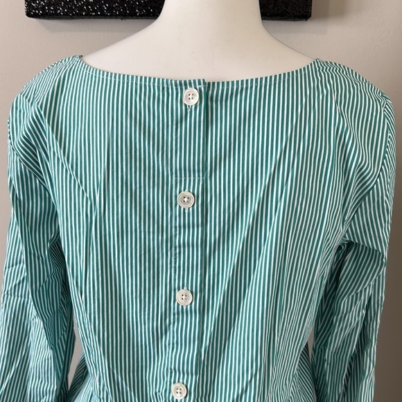 Talbots Poplin Popover Green White Striped Top Sz S - Picture 5 of 13